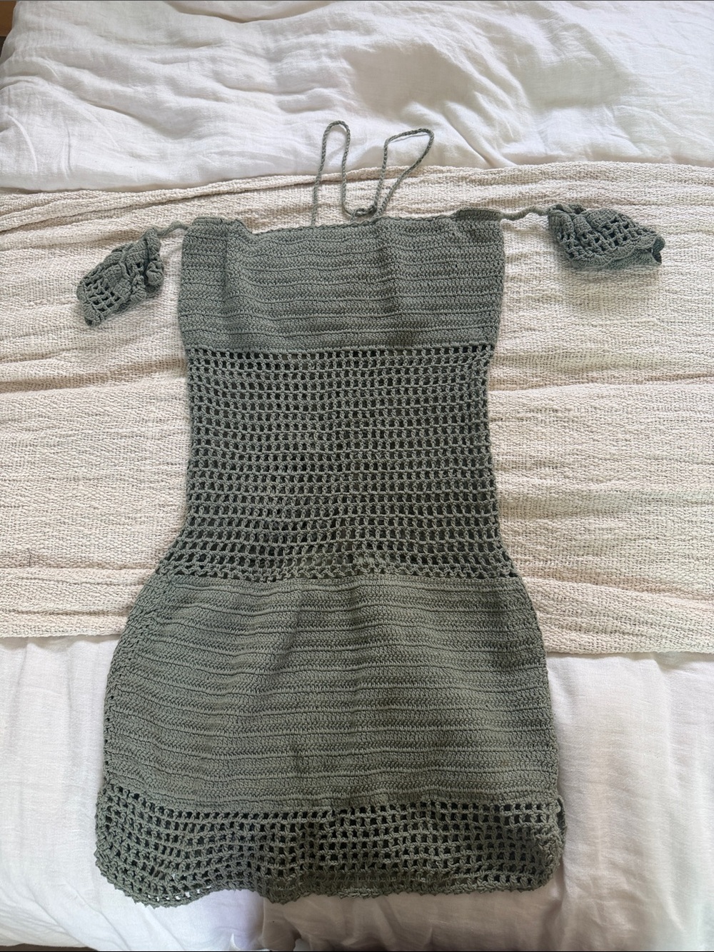 Andi Bagus Sage Green Crochet Mini Dress - Picture 2 of 2